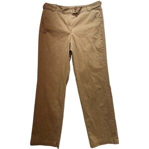 Talbots Women's Straight Pants Flat Front Stretch Size 12 Brown Preppy Casual